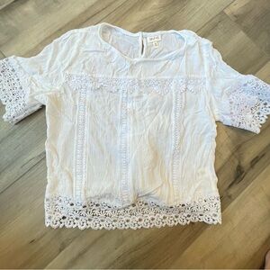 Selfe Womens Junior White Lace Blouse Size M